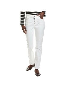 CAbi Button Fly Straight Style 6284 White Jeans, size 8